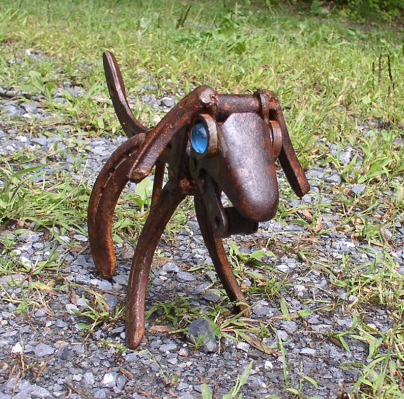 Horseshoe Art Dog Sculpture: Recycled Metal Welded Art Decor image 5