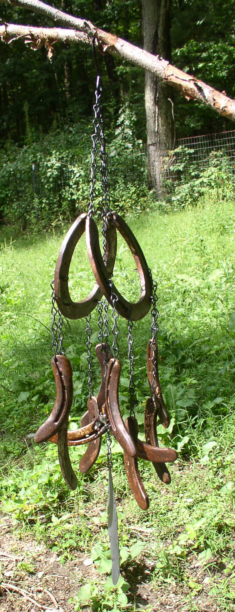 Horseshoe Wind Chime Decor / Repurposed Horseshoes / Rustic