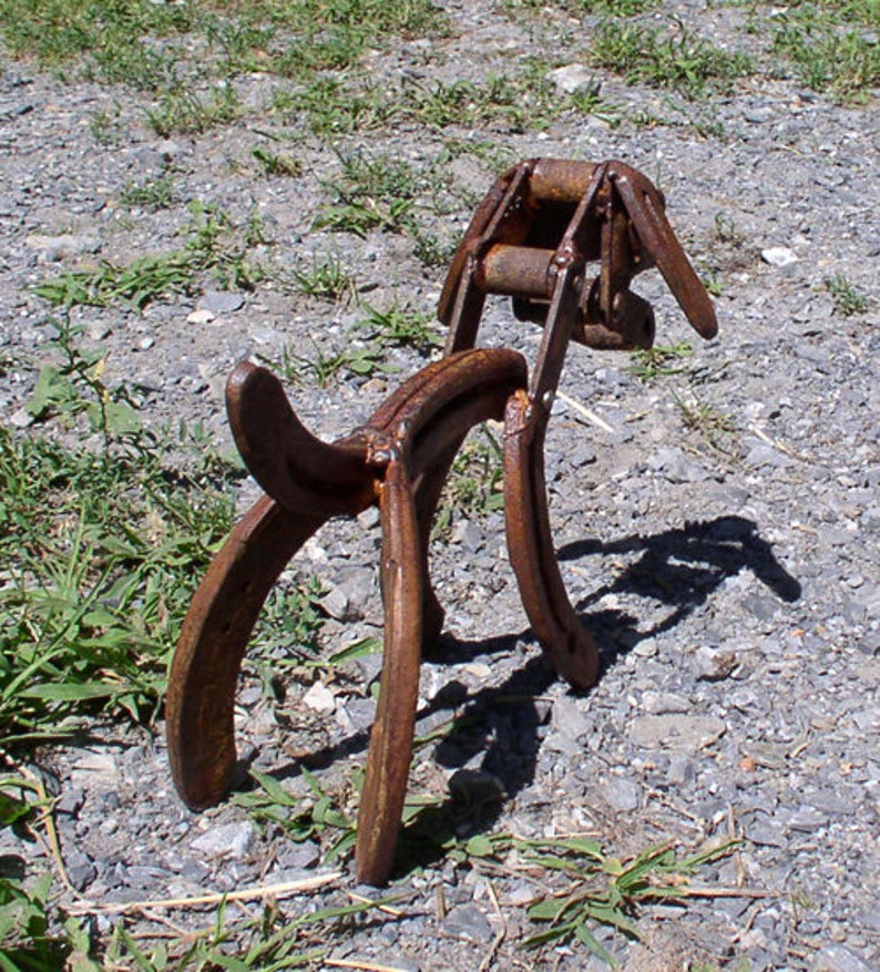 Horseshoe Art Dog Sculpture: Recycled Metal Welded Art Decor image 8