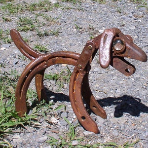 Horseshoe Art Dog Sculpture: Recycled Metal Welded Art Decor image 10