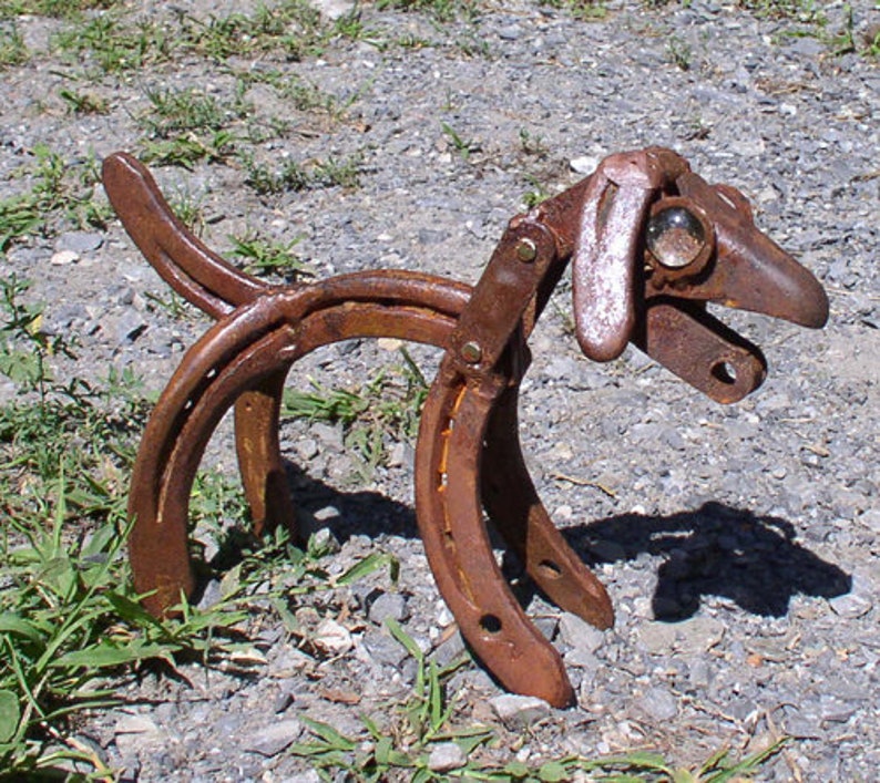 Horseshoe Art Dog Sculpture: Recycled Metal Welded Art Decor image 10