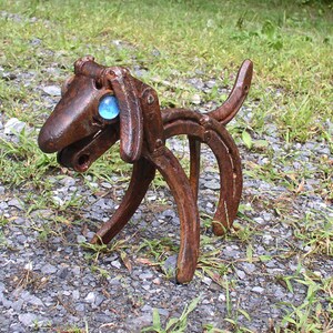 Horseshoe Art Dog Sculpture: Recycled Metal Welded Art Decor image 4