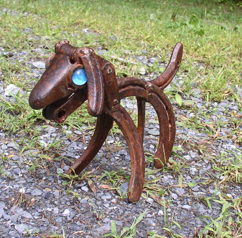 Horseshoe Art Dog Sculpture: Recycled Metal Welded Art Decor image 4