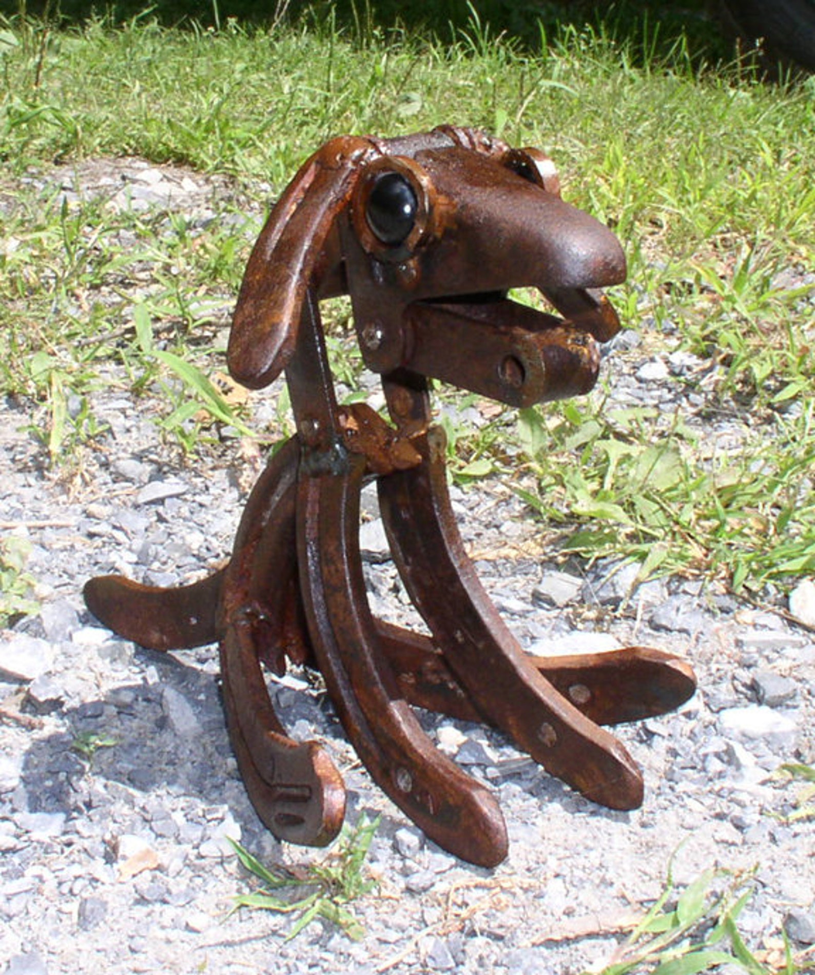 Dog Statue Sculpture / Horseshoe Decor / Horseshoe Art / Dog Etsy