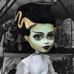 Bride of Frankenstein inspired art doll (ooak repaint) | MADE TO ORDER