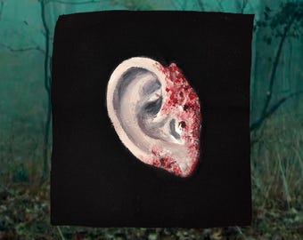 Handpainted ear patch | Hannibal inspired sew-on accessory - Gift for Horror Crime Drama Fan