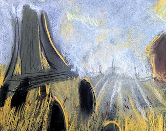 Pathologic Inspired Pastel Drawing Print: Gothic Home Decor