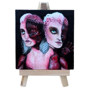 Mini-Original-Acrylgemälde „The Specimen“ | Einmaliges Portrait meines eigenen Charakters inspiriert von Horror und Gore-Slasher Filmen