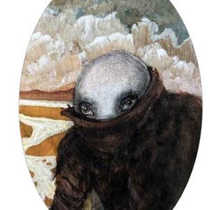 Pathologischer Kunstaufkleber – Originalgemälde inspiriert von einem Videospiel | Makabrer Horror-Aufkleber