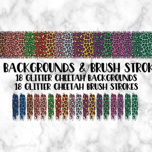 36 Glitter Cheetah Backgrounds and Brush Strokes | Digital | Digital File | PNG | Google Drive