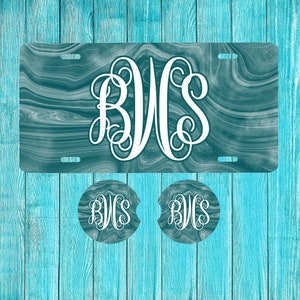 Teal Marble Personalized License Plate, Personalized car tag, Custom Car Tag, License Plate for women, Monogram