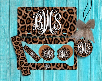 Cheetah Print Personalized License Plate and Accessories, Personalized car tag, Custom Car Tag, Plates for women, Monogram