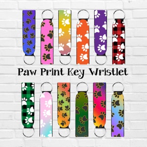 Dog Key Fob Wristlet, Paw Print Keychain, Dog Lovers Gift, Car Accessories for Women, Car Keys, Coworker Gift