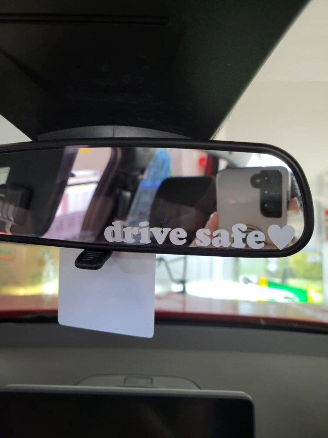 Drive Safe Car Mirror Decal, Rear View Mirror Cling, Positivity Car