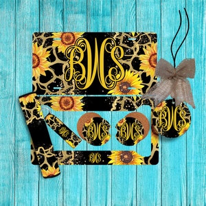 Sunflower Gold Glitter (EFFECT) Personalized License Plate and Accessories,Personalized, Custom Car Tag, License Plate for women, Monogram