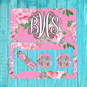 Pink Rose Floral Personalized License Plate and Car Coasters, Personalized, Custom Car Tag, License Plate for women, Monogram