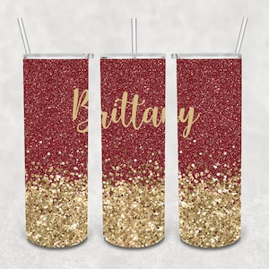 Maroon and Gold Glitter Tumbler Design | Digital File | PNG | Resize to fit any tumbler |
