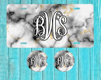 Marble Personalized License Plate and Accessories, Personalized car tag, Custom Car Tag, Plates for women, Monogram