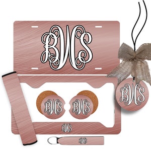 Rose Gold Metal Personalized License Plate and Accessories, Personalized car tag, Custom Car Tag, License Plate for women, Monogram