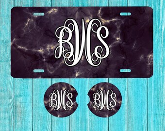 Marble Personalized License Plate and Accessories, Personalized car tag, Custom Car Tag, Plates for women, Monogram