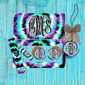 Dark Neon Tie Dye Print Personalized License Plate and Accessories, Personalized car tag, Custom Car Tag, Plates for women, Monogram