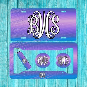 Purple Multi-Color Metal Personalized License Plate and Accessories, Personalized car tag, Custom Car Tag, License Plate for women, Monogram