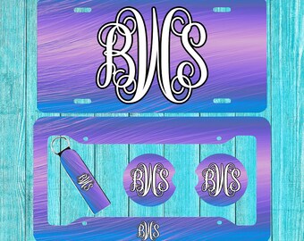 Purple Multi-Color Metal Personalized License Plate and Accessories, Personalized car tag, Custom Car Tag, License Plate for women, Monogram