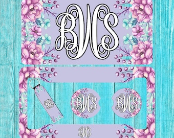 Peonies Floral Personalized License Plate and Accessories, Personalized car tag, Custom Car Tag, License Plate for women, Monogram
