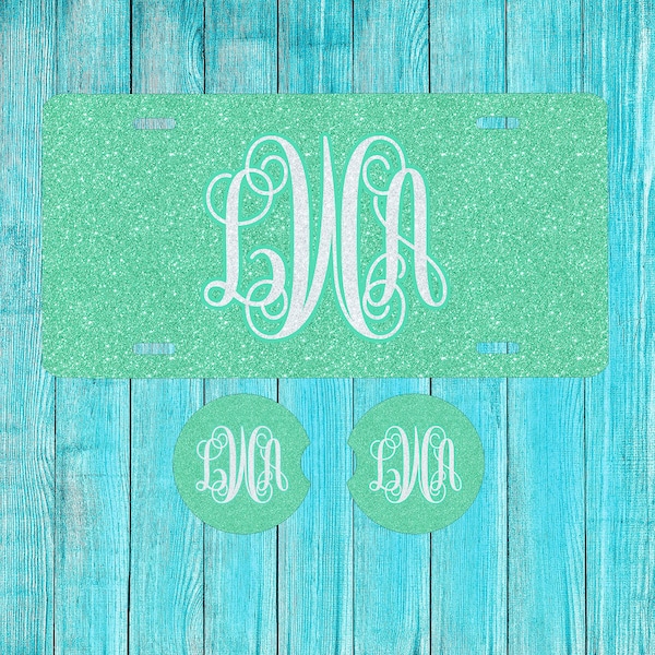 Teal Mint Glitter (effect) Personalized License Plate, Personalized car tag, Custom Car Tag, License Plate for women, Monogram