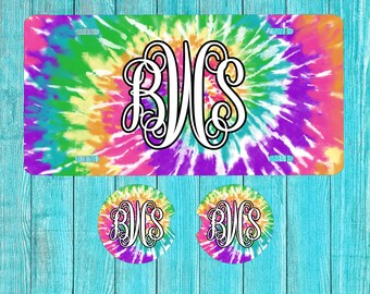 Tie Dye Personalized License Plate and Accessories, Personalized car tag, Custom Car Tag, Plates for women, Monogram