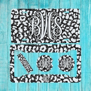 Black Glitter Cheetah (EFFECT) Personalized License Plate and Accessories, Personalized tag, Custom Tag, License Plate for women, Monogram