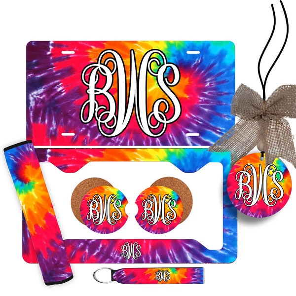 Tie Dye Personalized License Plate and Accessories, Personalized car tag, Custom Car Tag, Plates for women, Monogram