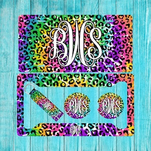 Rainbow Cheetah Leopard Personalized License Plate and Car Coasters, Personalized, Custom Car Tag, License Plate for women, Monogram