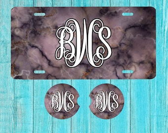 Marble Personalized License Plate and Accessories, Personalized car tag, Custom Car Tag, Plates for women, Monogram