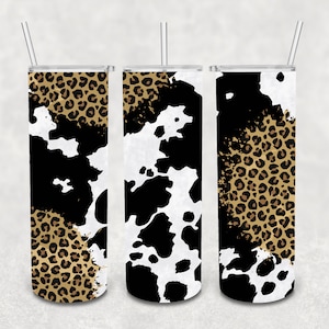 Cow and Cheetah Print Tumbler Design | Digital File | PNG | Resize to fit any tumbler |