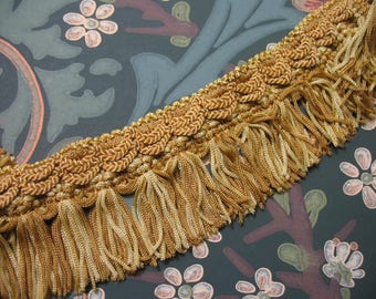 2.55 meters Vintage Gold French Passementerie Braid Top Tassel Fringe