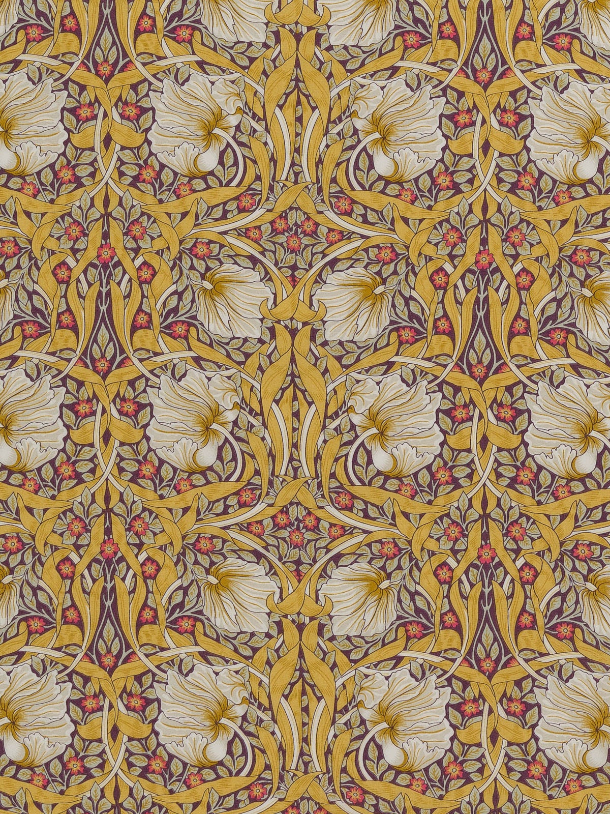 William Morris Indian Fabric Black and Gold sold by the meter