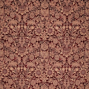 William Morris Sunflower Rouen Velvet Kermes Birch Upholstery Fabric