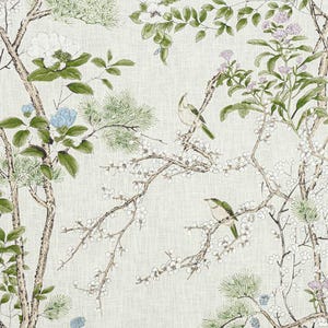 Thibaut Katsura Linen Fabric Cream and Lavender
