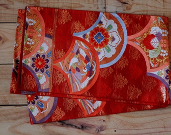 Silk Brocade Obi Fabric Phoenix Couple 429cm Long 31cm Wide Silk Brocade Obi Fabric Phoenix Couple 429cm Long 31cm Wide