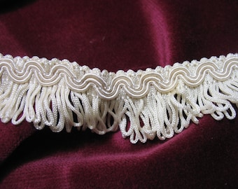 115cm Vintage Ivory French Passementerie Braid Top loop Fringe