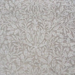 William Morris Pure Acorn Semi Sheer Hand Block Printed Linen Fabric