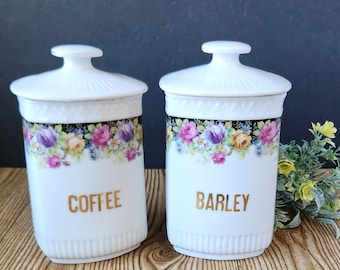 Vintage Küchen Vorratsdosen Coffe & Barley White Block Germany