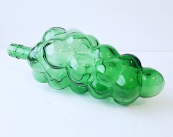 Grande bouteille vintage en verre vert en forme de raisin