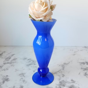 Lovely Blue White Cased Glass Bud Vase