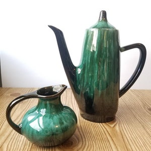 Blue Mountain Pottery Canada Drip Glaze Tea Pot & Creamer
