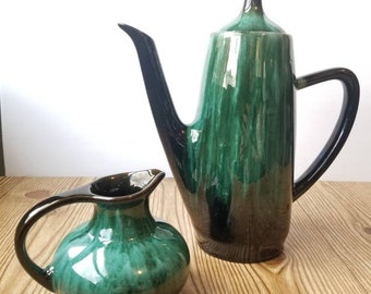 Blue Mountain Pottery Canada Drip Glaze Tea Pot & Creamer