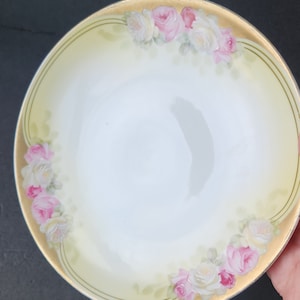 Elegant Hand Decorated Antique Porcelain Plate Jaeger & Co. Bavaria Roses and Gold Decoration