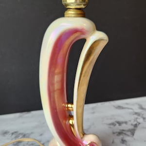 Mid-Century Modern Vintage Ceramic Table Lamp Lustre Iridescent Glaze