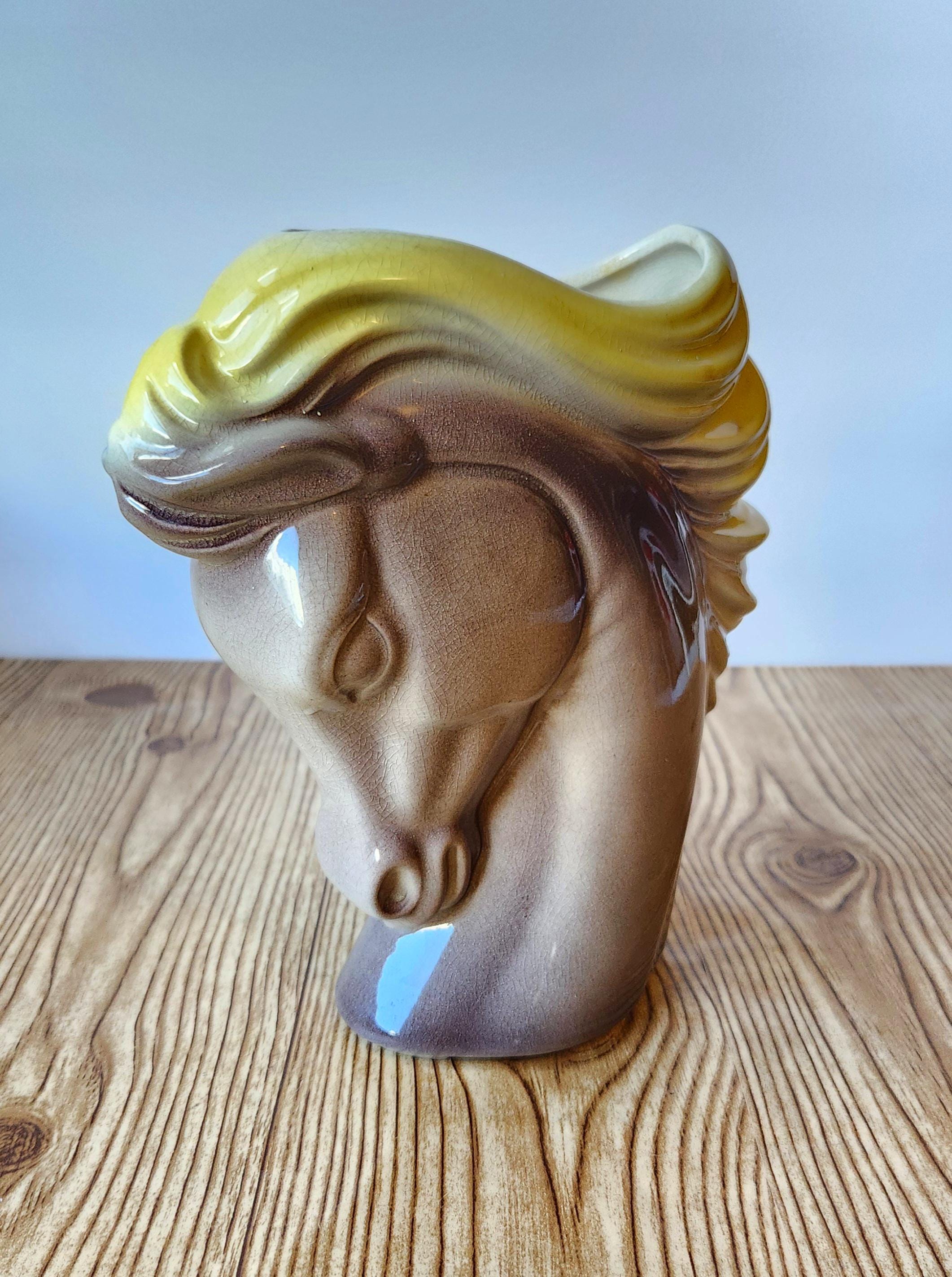 希少品BIG！豪華50s〜アメリカンアンティーク　馬のミッドセンチュリー陶器置物 ヴィンテージ ロイヤルコプリー 馬頭花瓶、ミッドセンチュリー